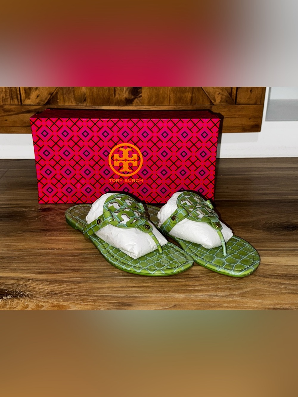 Tory Burch Jolly Green croc miller Sandals